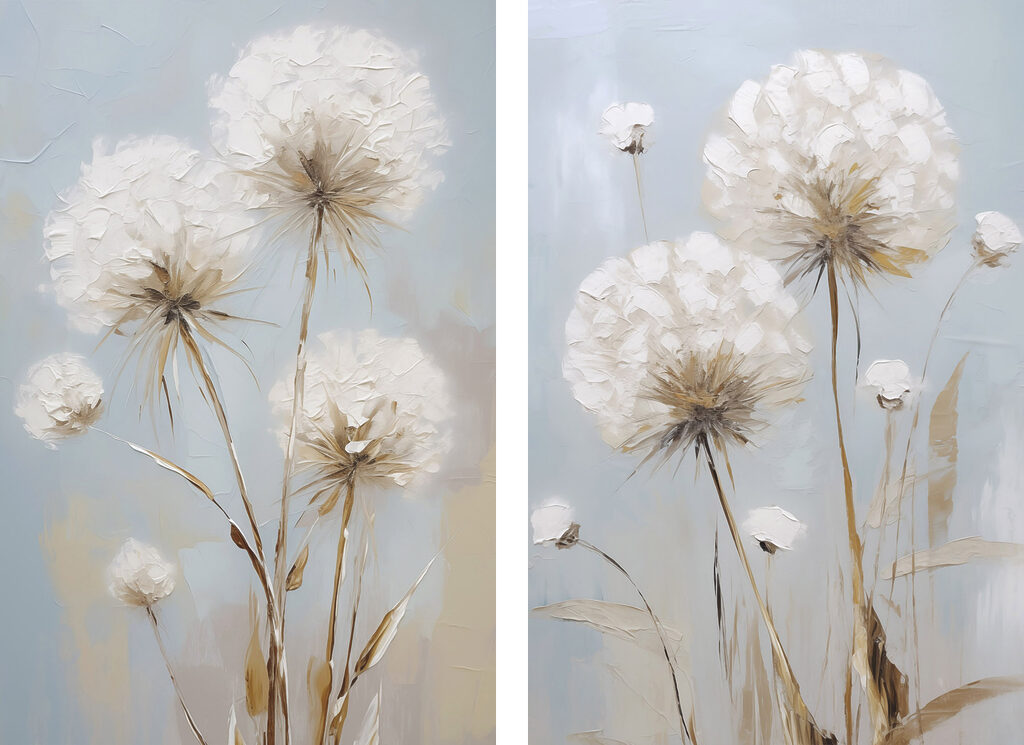Pompons brancos sobre azul — design completo