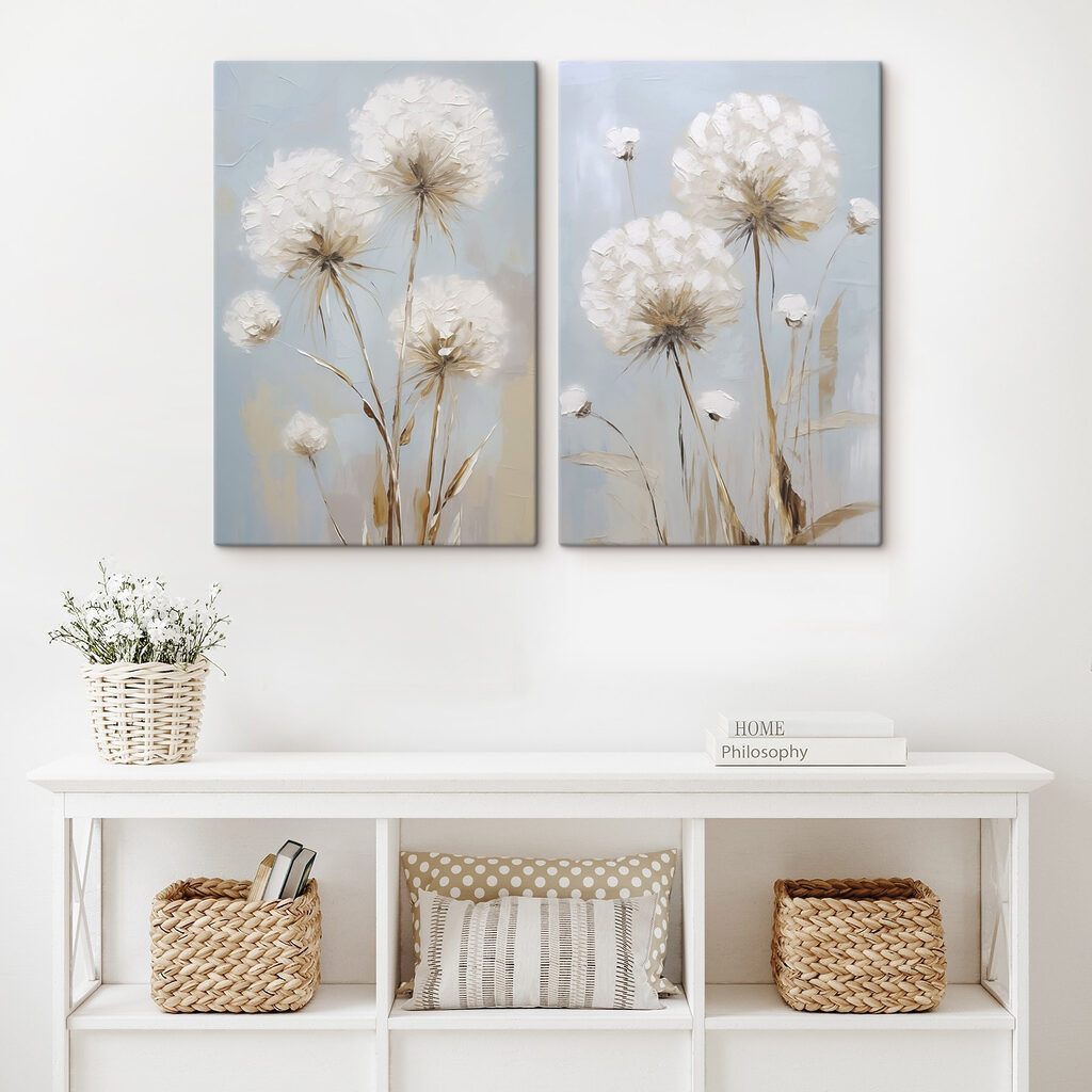 Pompons brancos sobre azul — interior 1