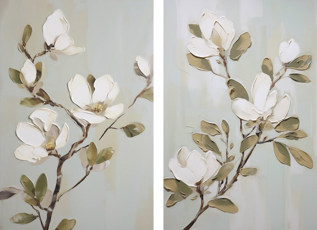 Flores brancas em ramos — design completo