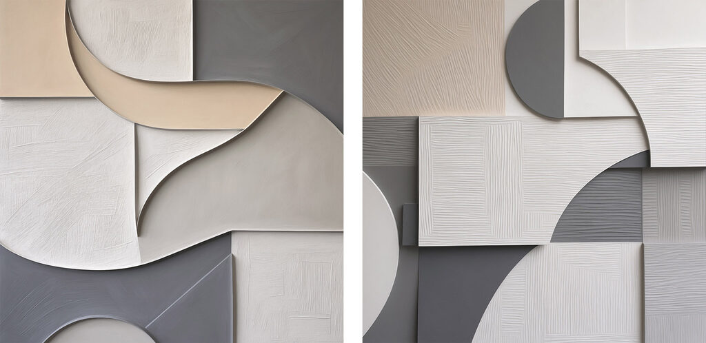 Formas cinzentas em curva — design completo