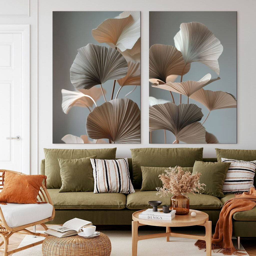 Leques de folhas cinzentos — interior 3