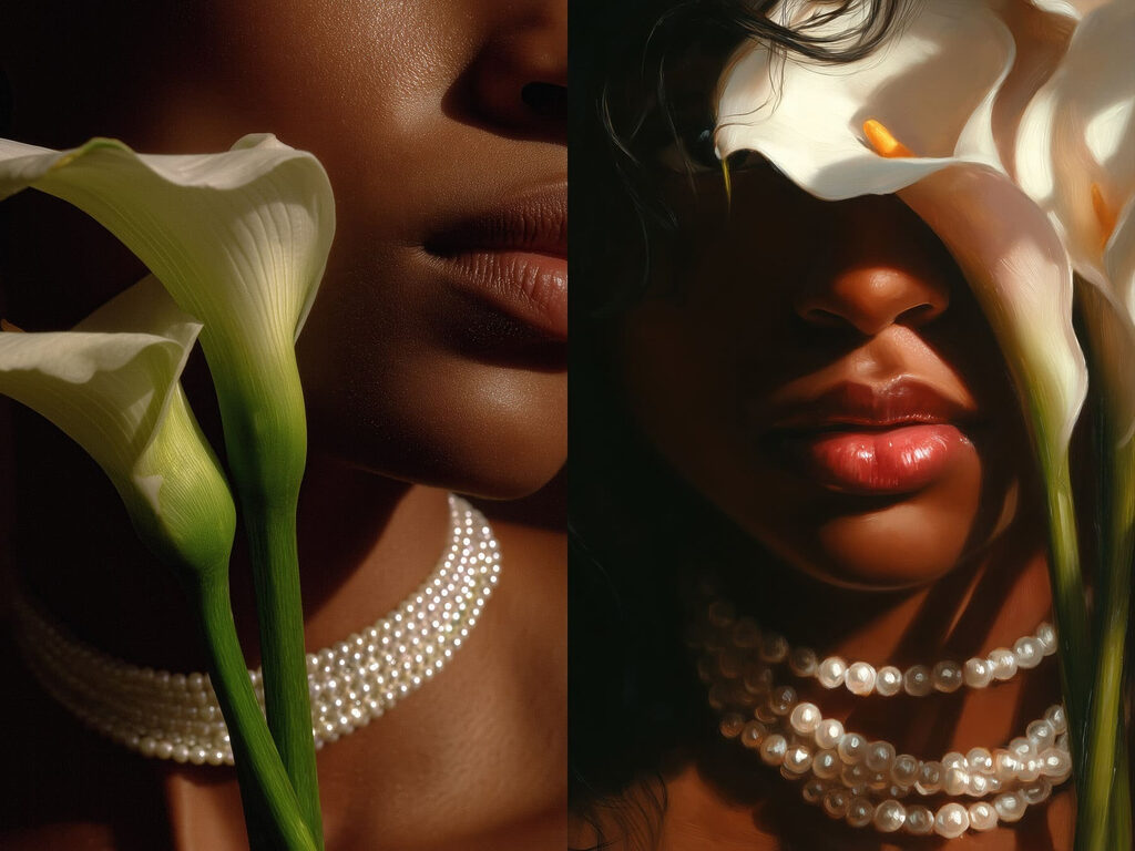 Retratos entre flores — design completo