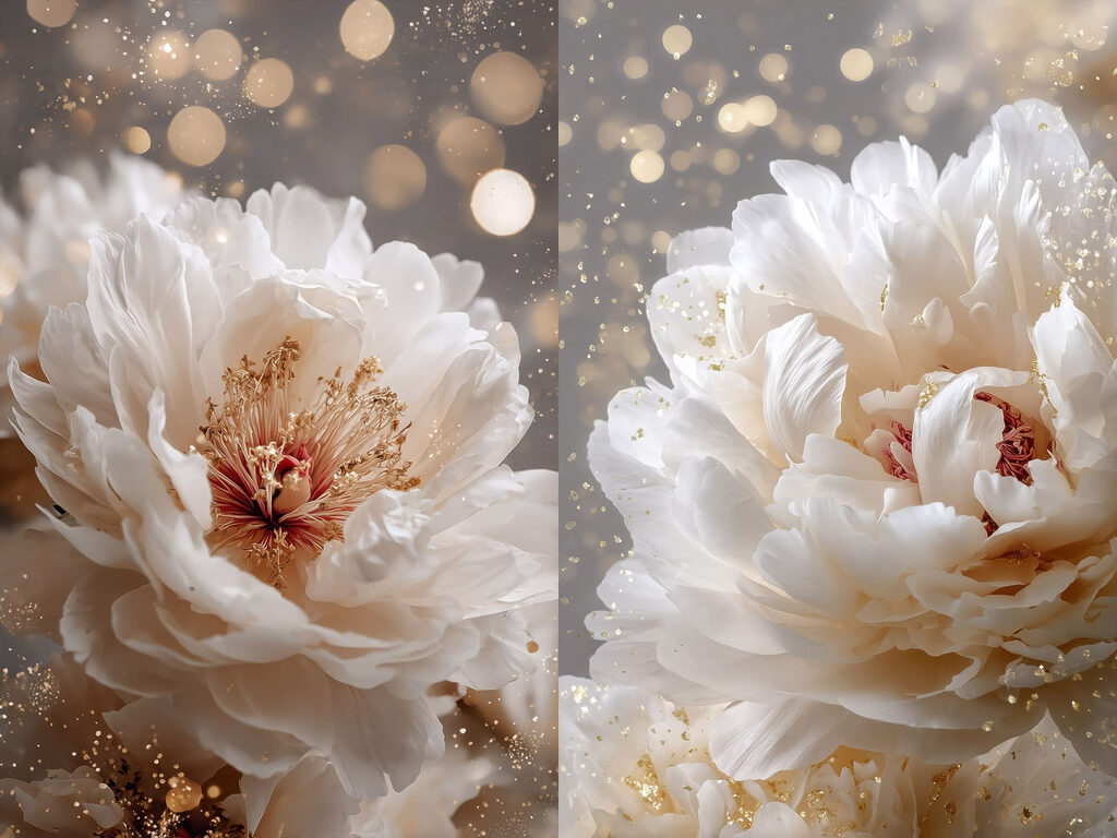 Flores brancas com luz — design completo