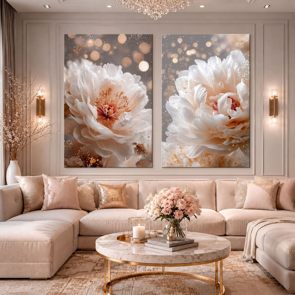 Flores brancas com luz — interior 1