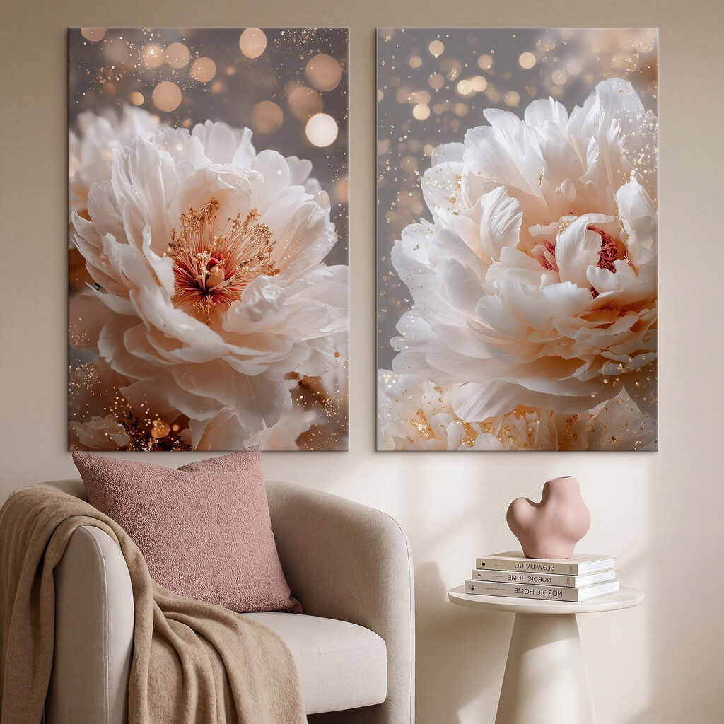 Flores brancas com luz — interior 2