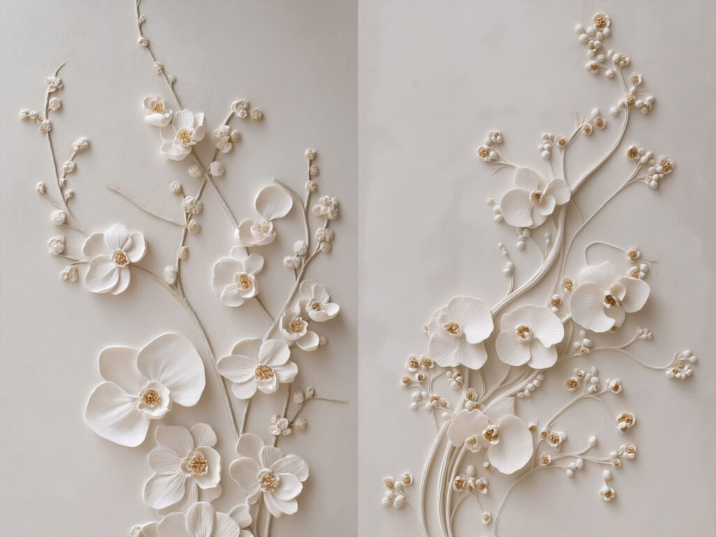 Flores em ramos finos — design completo