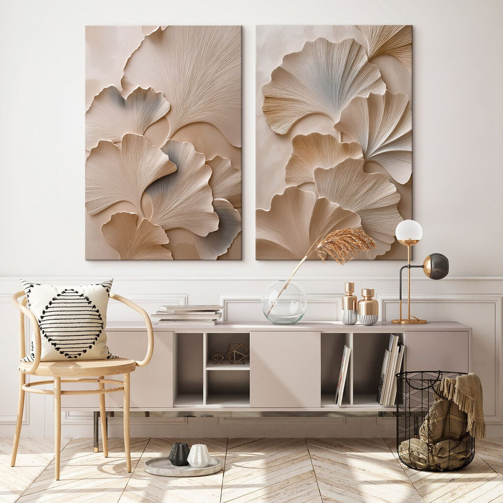 Leques em bege suave — interior 2