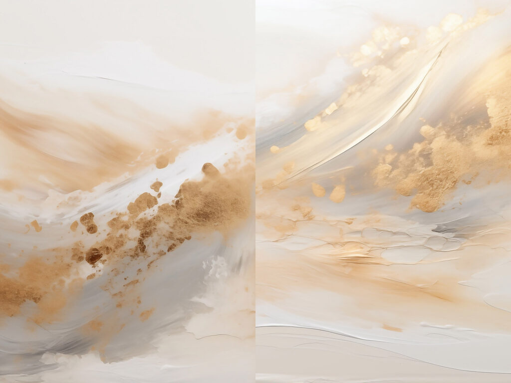 Ondas com salpicos dourados — design completo
