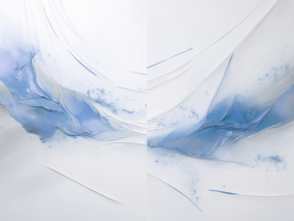 Pinceladas azuis sobre branco — design completo