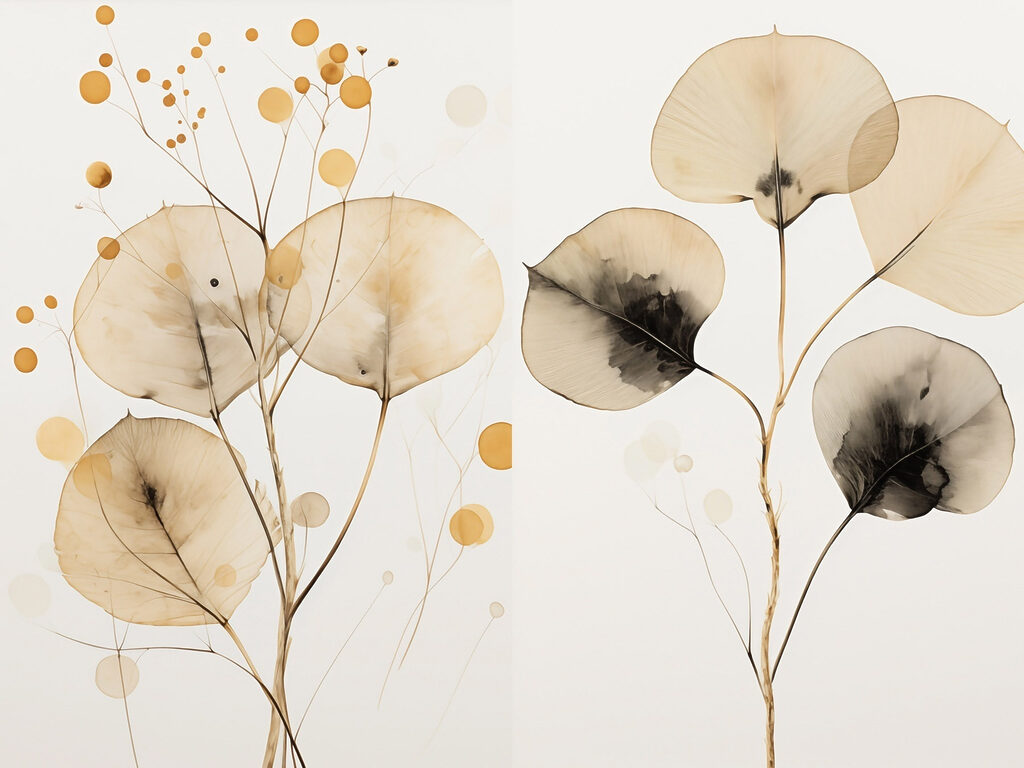 Folhas douradas em branco — design completo