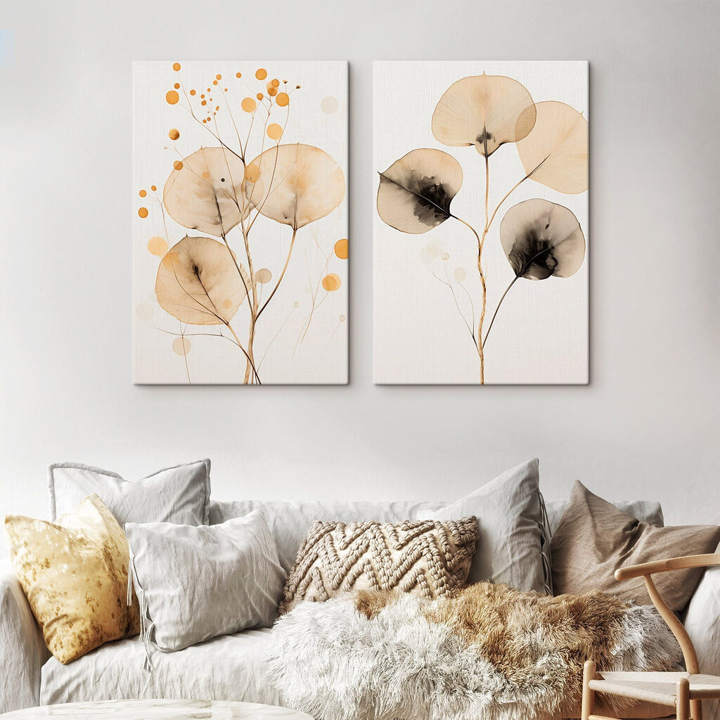 Folhas douradas em branco — interior 1