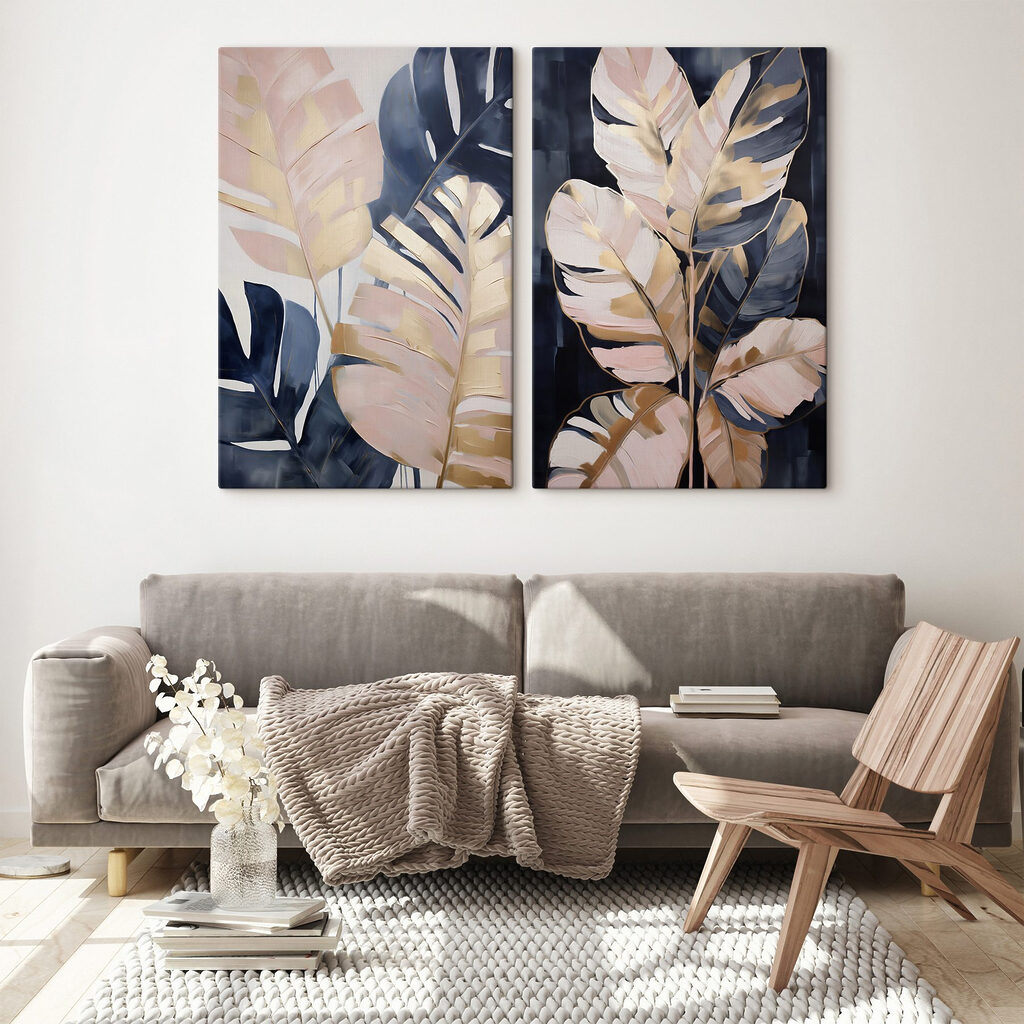 Folhas tropicais em azul-noite — interior 1