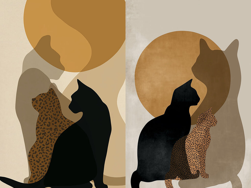 Gatos entre formas quentes — design completo