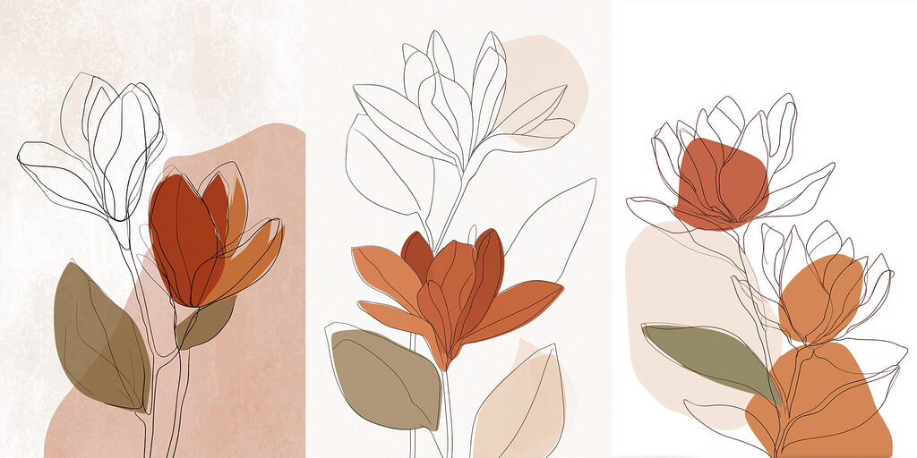 Flores de contornos finos — design completo