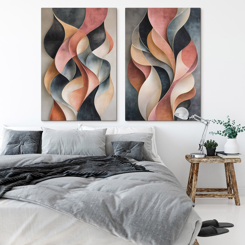 Fitas cor-de-rosa sobre cinzento — interior 1