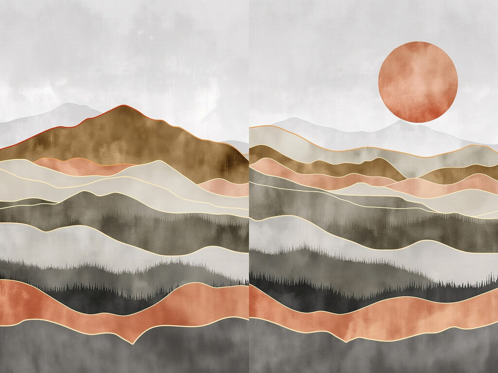 Sol sobre colinas — design completo