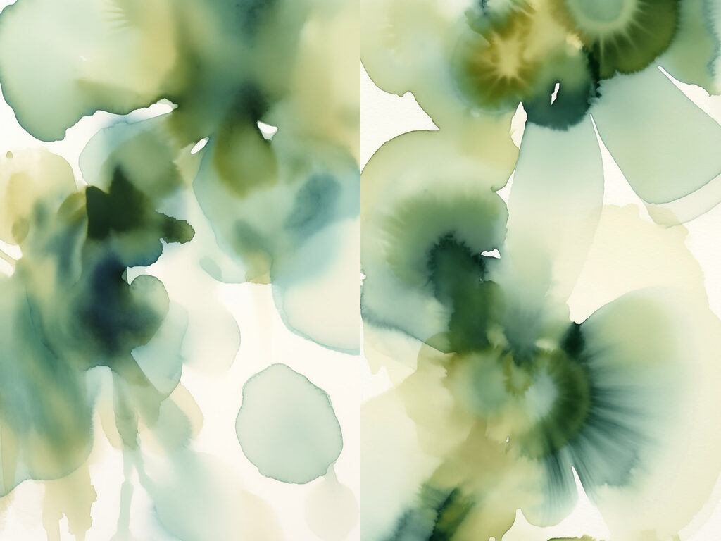 Manchas verdes em aguarela — design completo