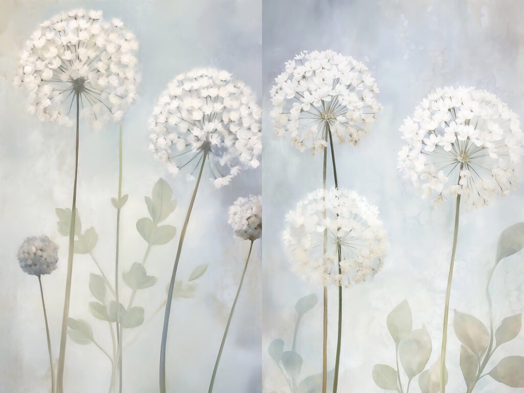 Flores redondas em haste — design completo