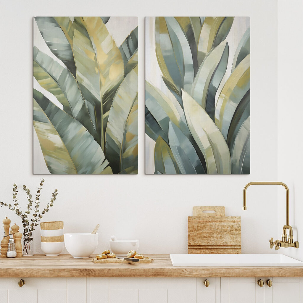 Folhas grandes em pinceladas — interior 2