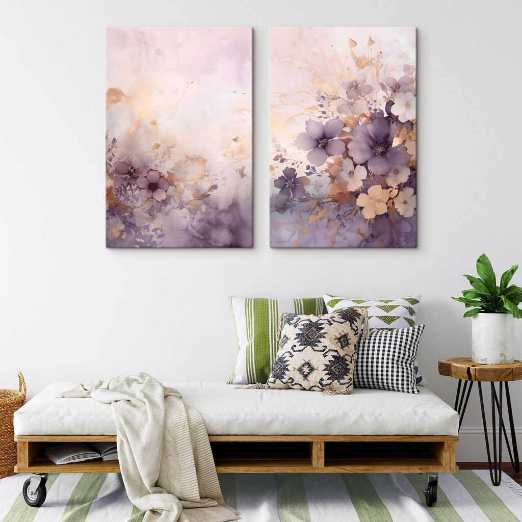 Pinceladas rosa e bege — interior 1