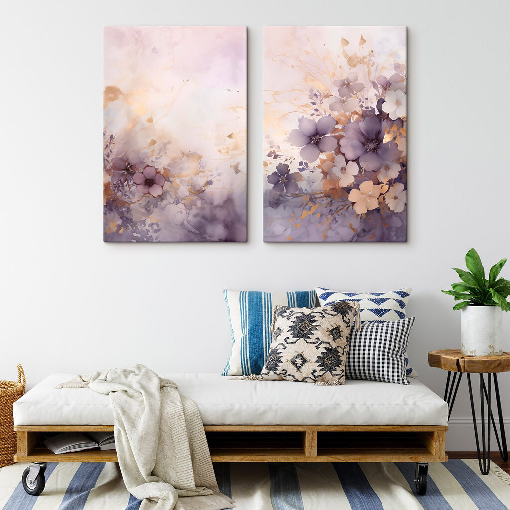 Pinceladas rosa e bege — interior 2