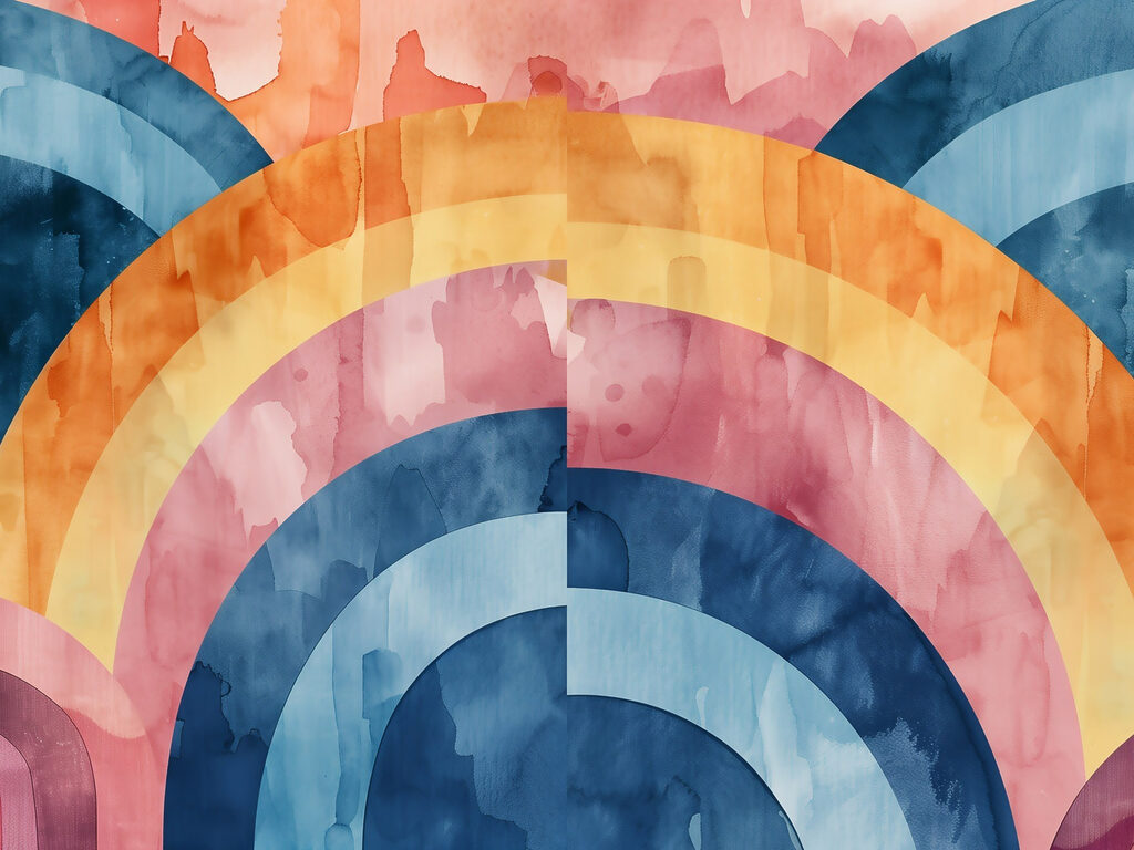 Arco-íris em aguarela — design completo