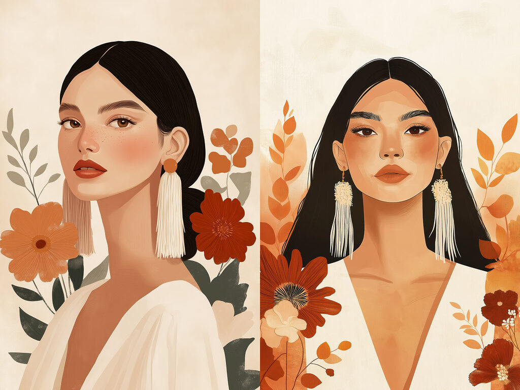 Retratos com flores quentes — design completo