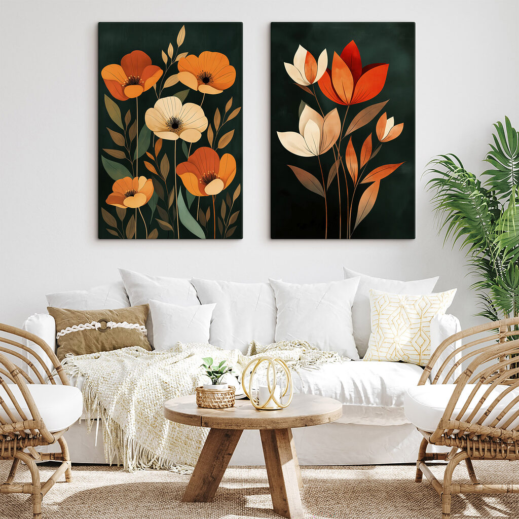 Flores sobre verde-escuro — interior 2