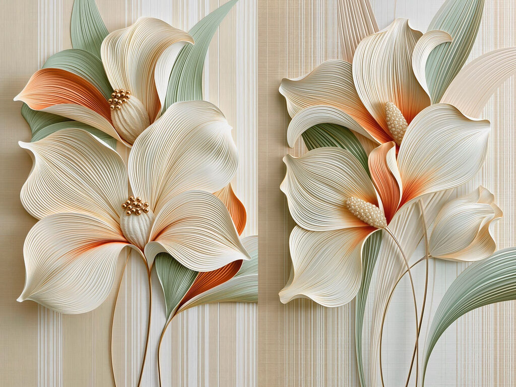 Flores creme e laranja — design completo