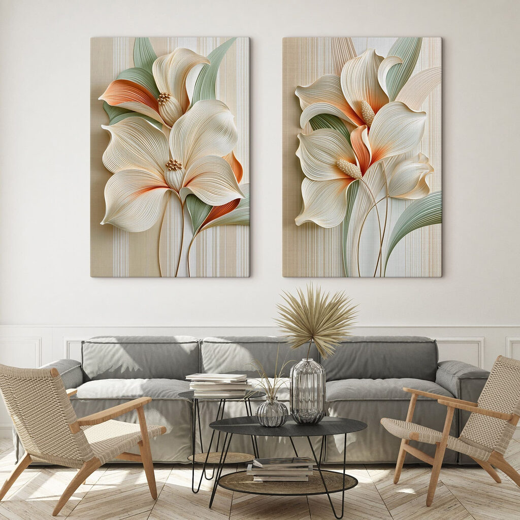Flores creme e laranja — interior 2