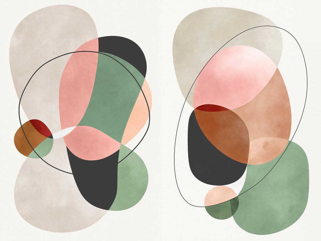 Formas redondas e linhas — design completo