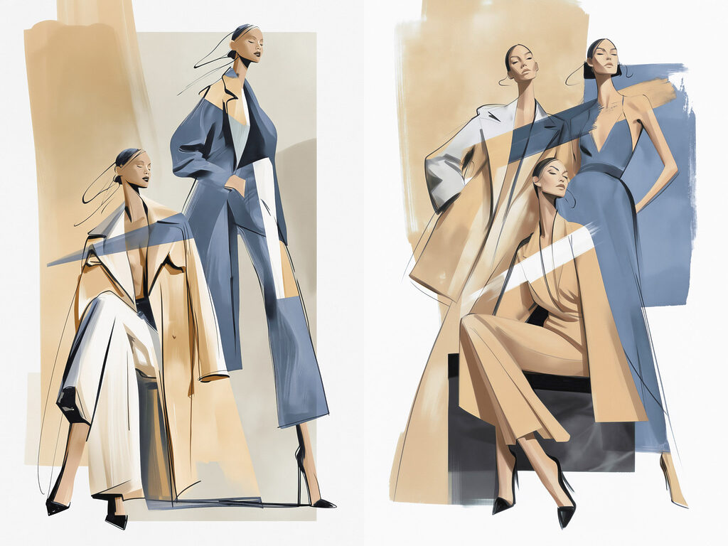 Mulheres em trajes variados — design completo