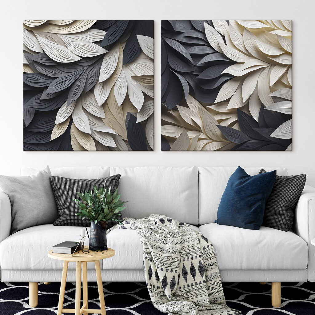 Folhas pretas e brancas — interior 1