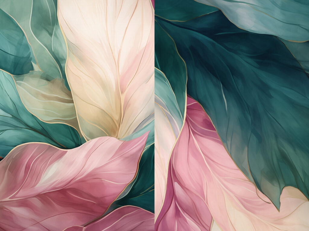 Folhas com contornos finos — design completo