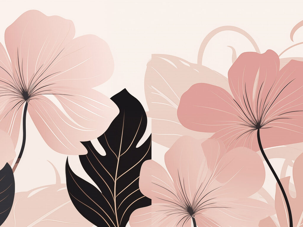 Flores rosa com folhas — design completo