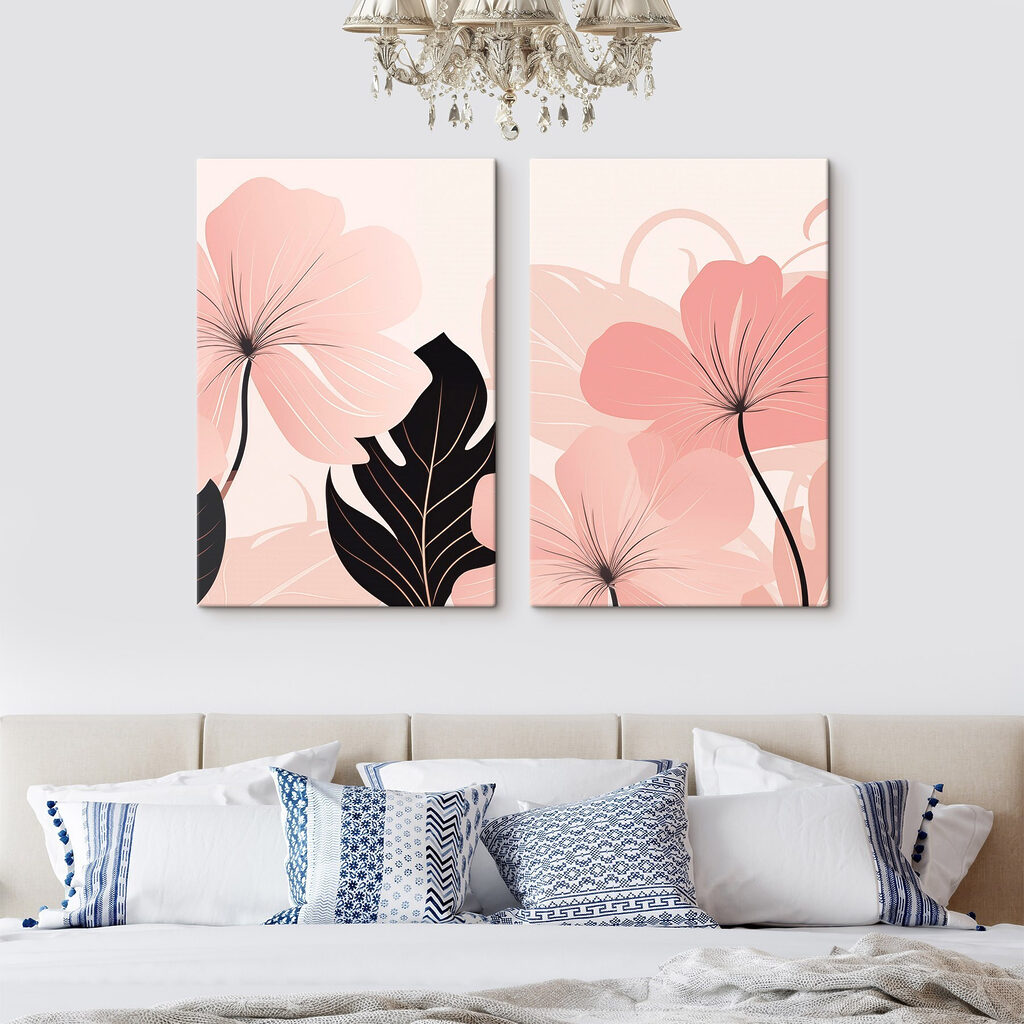 Flores rosa com folhas — interior 1