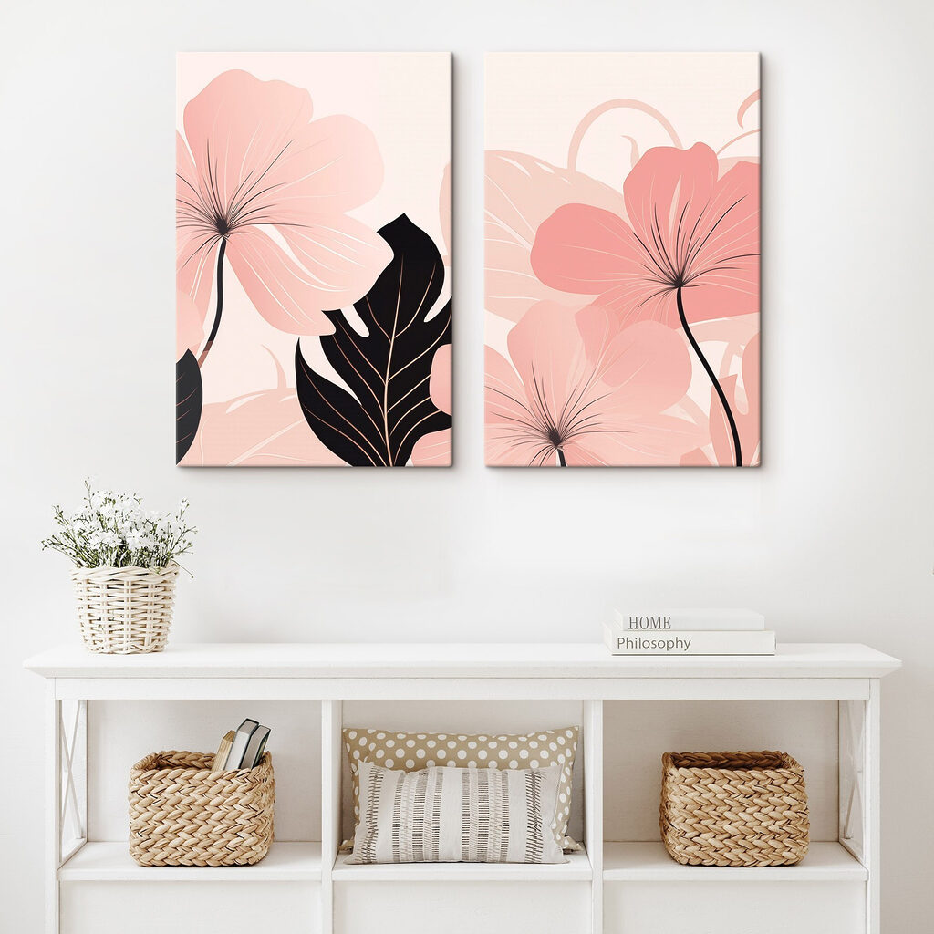 Flores rosa com folhas — interior 2