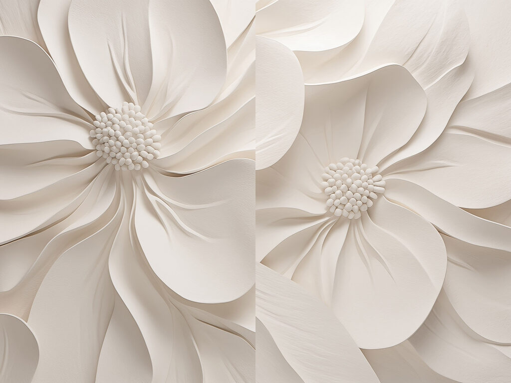 Colagem de flores brancas — design completo