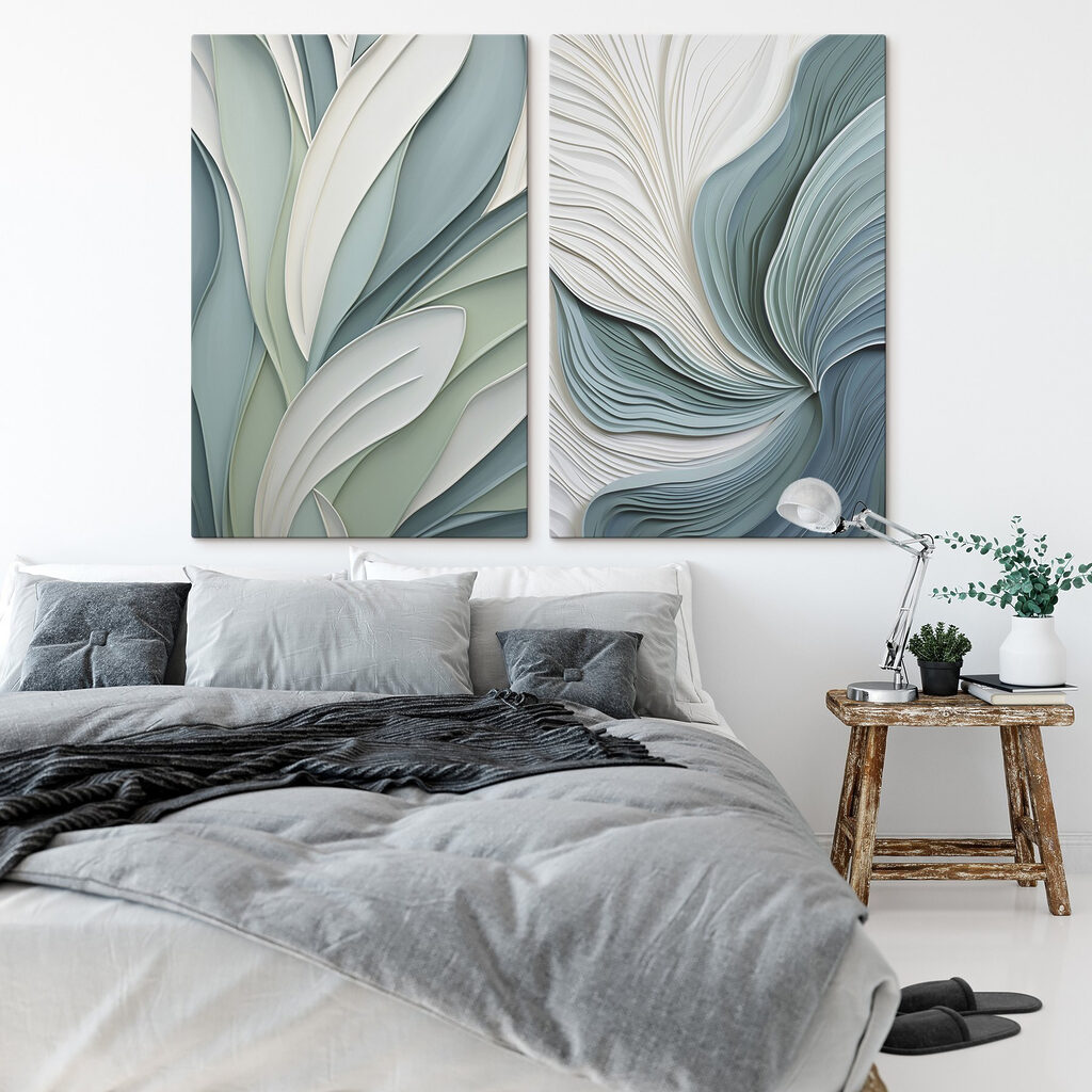 Folhas sobre ondas azul-esverdeadas — interior 2