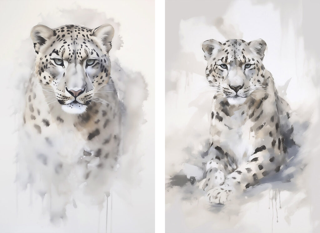 Felinos manchados em branco — design completo
