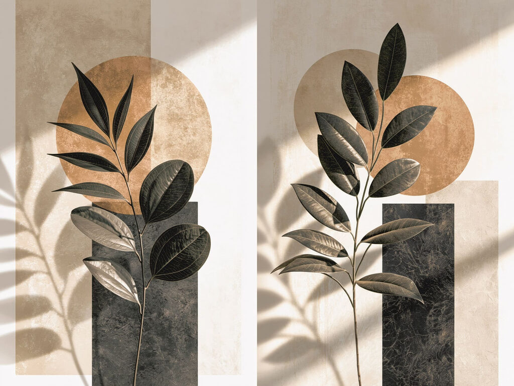 Flores e formas geométricas — design completo