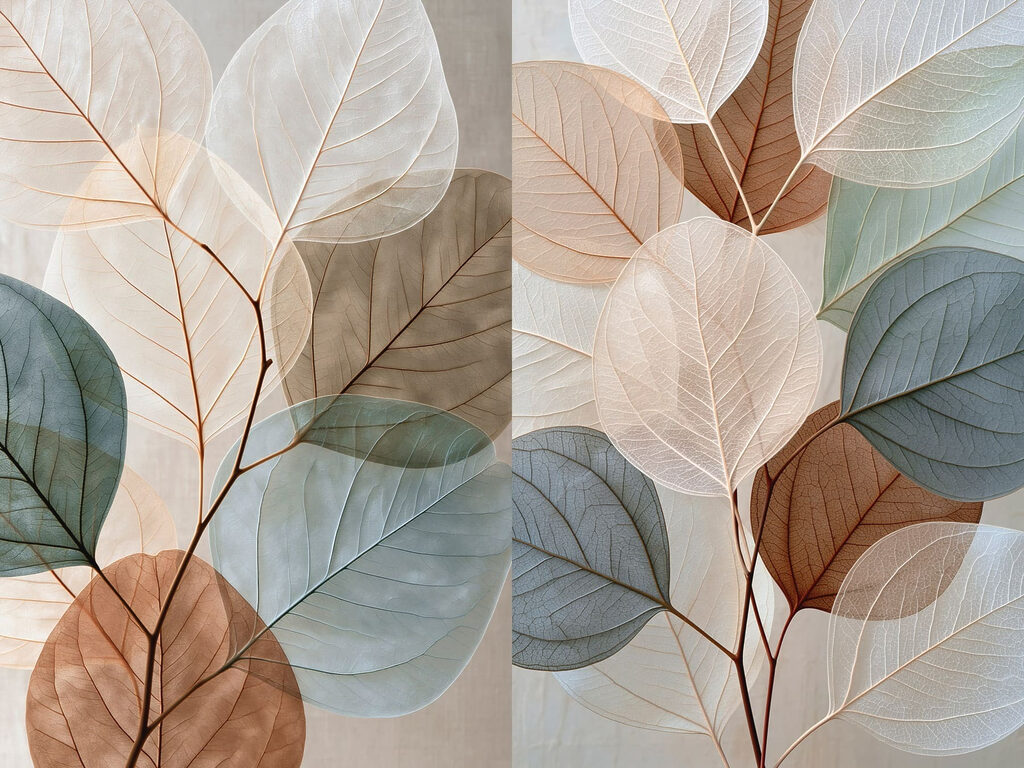 Ramos de folhas transparentes — design completo