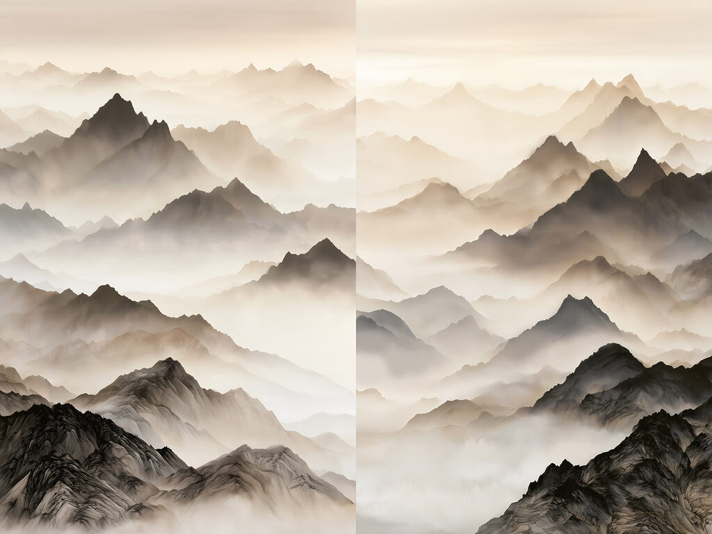 Montanhas com névoa — design completo