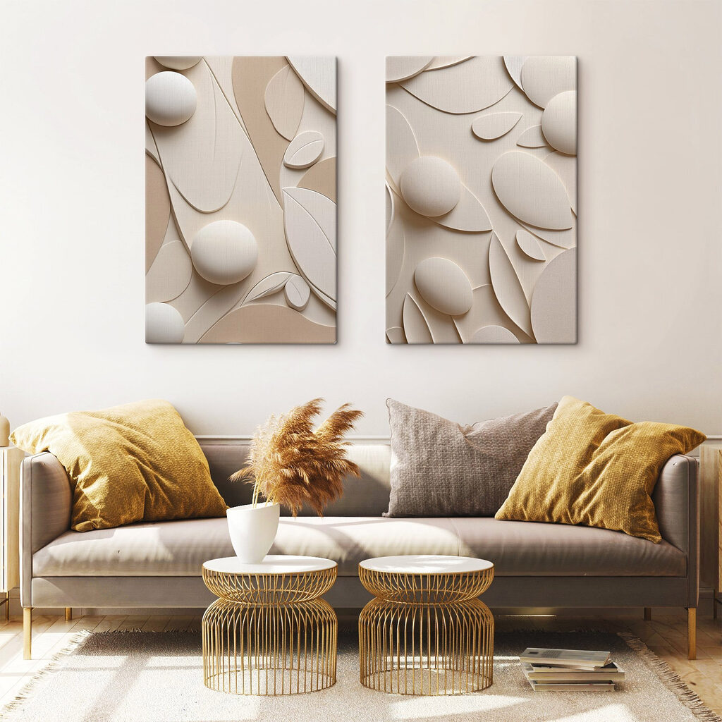 Esferas entre folhas curvas — interior 1