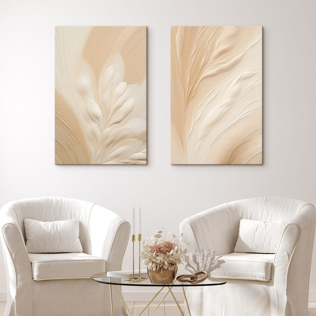 Folhas em tons arenosos — interior 1