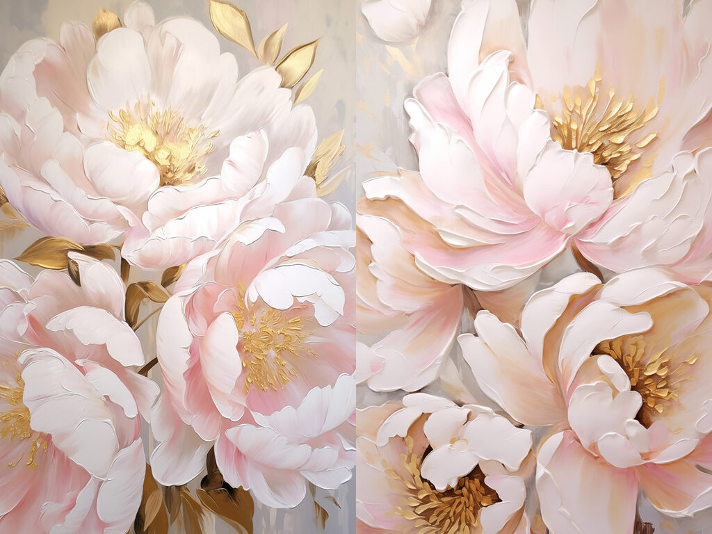 Flores em nuvens rosa — design completo