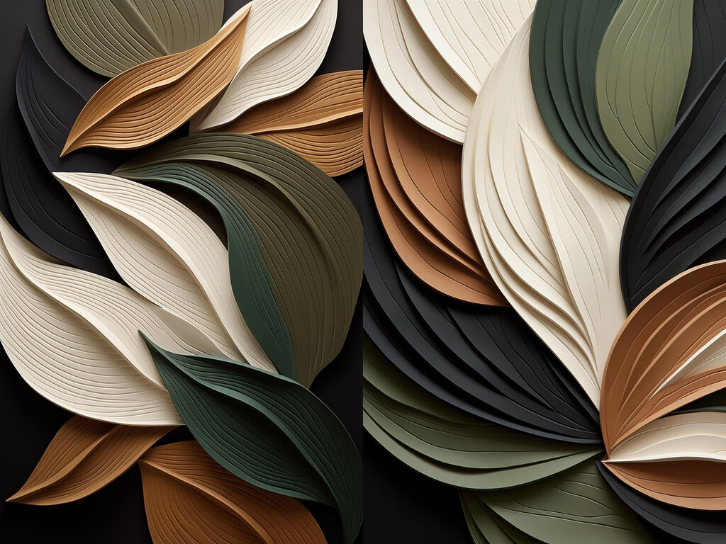 Folhas em dobras escuras — design completo