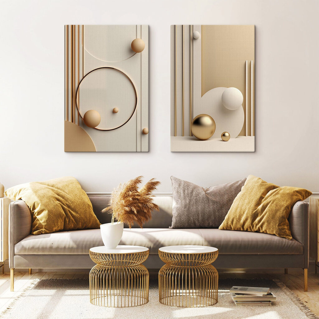 Esferas entre linhas verticais — interior 1