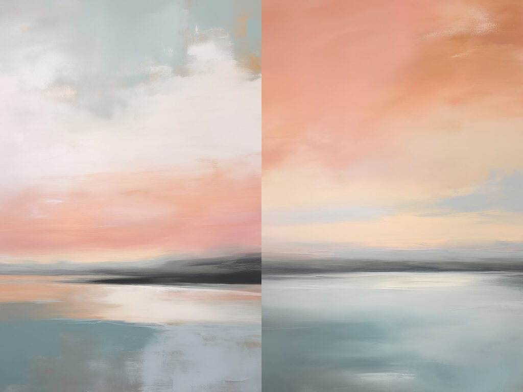 Céu rosa sobre água — design completo