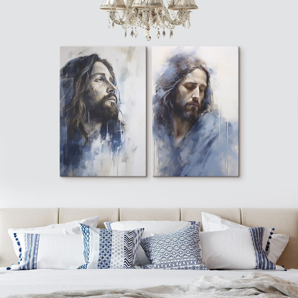 Homens em névoa azul — interior 1